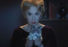 Laurie Simmons as Kim Novak with faux Pyewacket in Bell, Book And Candle: "In so many of these movies love is the ingredient that cuts a woman down ..."